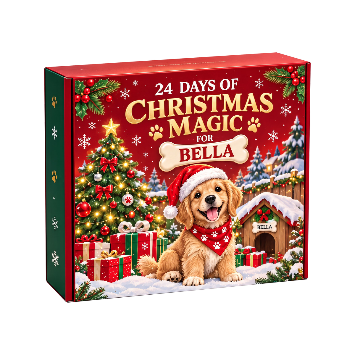 Personalized Dog Christmas 24 Days Advent Calendar Bracelet Set With 24 Charms