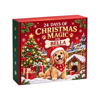 Personalized Dog Christmas 24 Days Advent Calendar Bracelet Set With 24 Charms