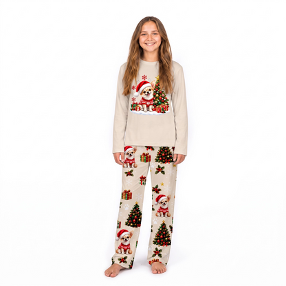 Cute Chihuahua Christmas Tree Custom Name Family Matching Christmas Pajamas