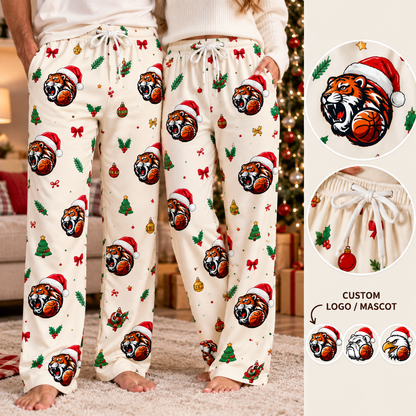 Personalized Logo/Mascot Christmas Pajama Pants – Custom Team Logo Lounge Pants