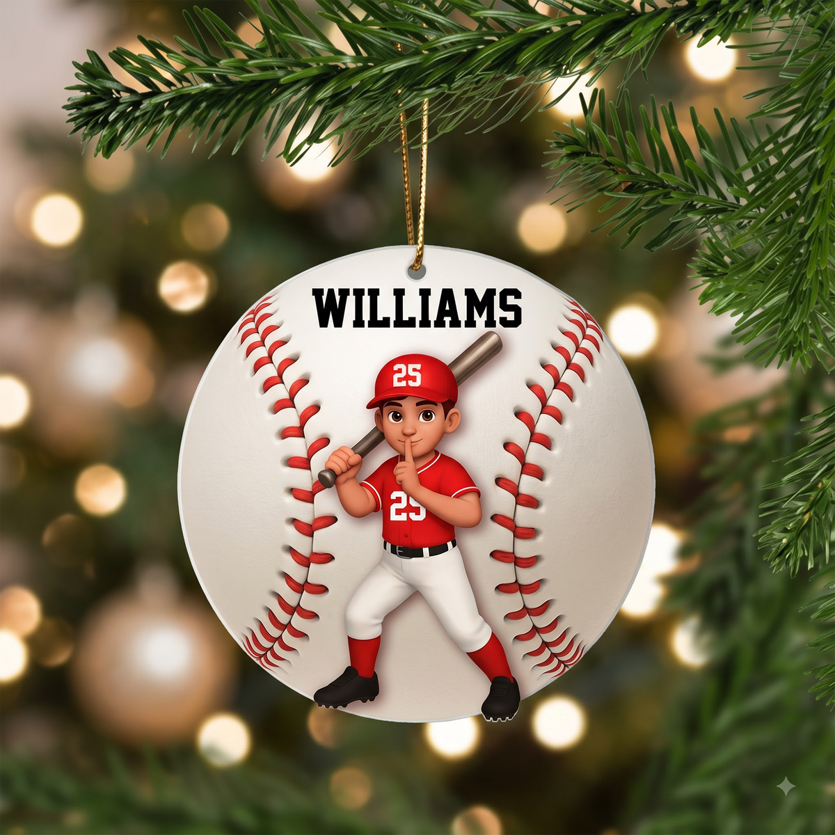 Personalized Baseball Softball Ornament, Custom Name Face Player Christmas Gift