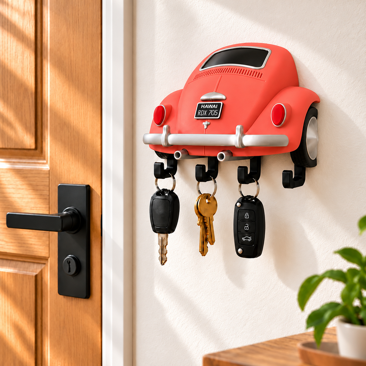 Personalized Vintage Car Key Holder – 3D Printed Wall Key Rack, Custom Name Classic Car Lover Gift