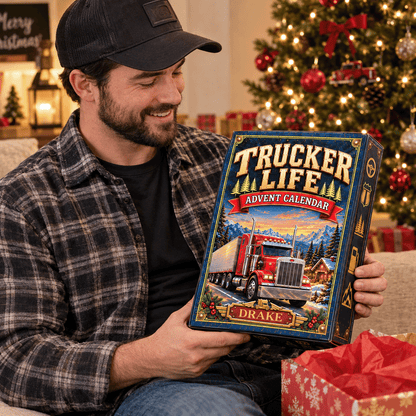 Personalized Trucker Life Christmas Advent Calendar – 24 Trucking Acrylic Ornaments, Custom Name Trucker Gift