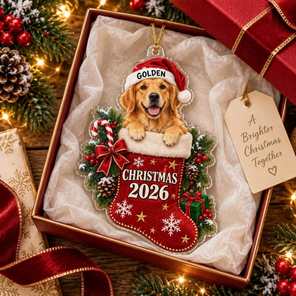 Christmas Stocking 2026 Custom Name Photo Dog Acrylic Ornament