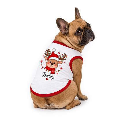 Cute Personalized Reindeer Santa Plaid Family Christmas Pajamas With Pet