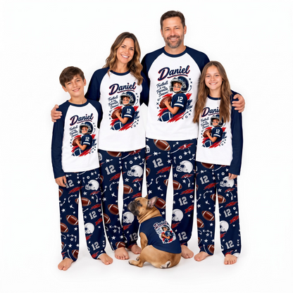 Personalized Custom Photo Football Player Matching Family Pajamas