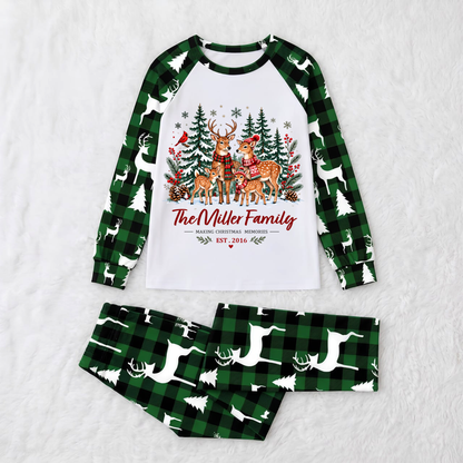Cozy Reindeer Family Christmas Forest Matching Christmas Pajamas