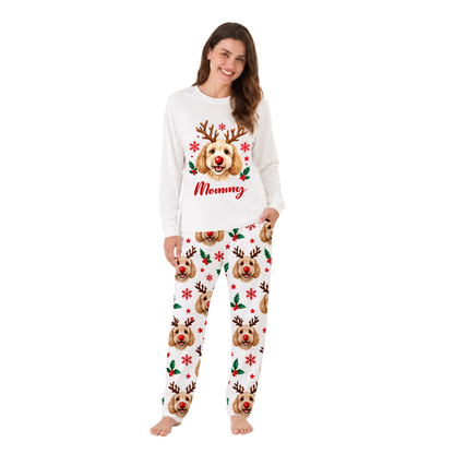 Cute Dog Lover Reindeer Matching Family Christmas Pajamas