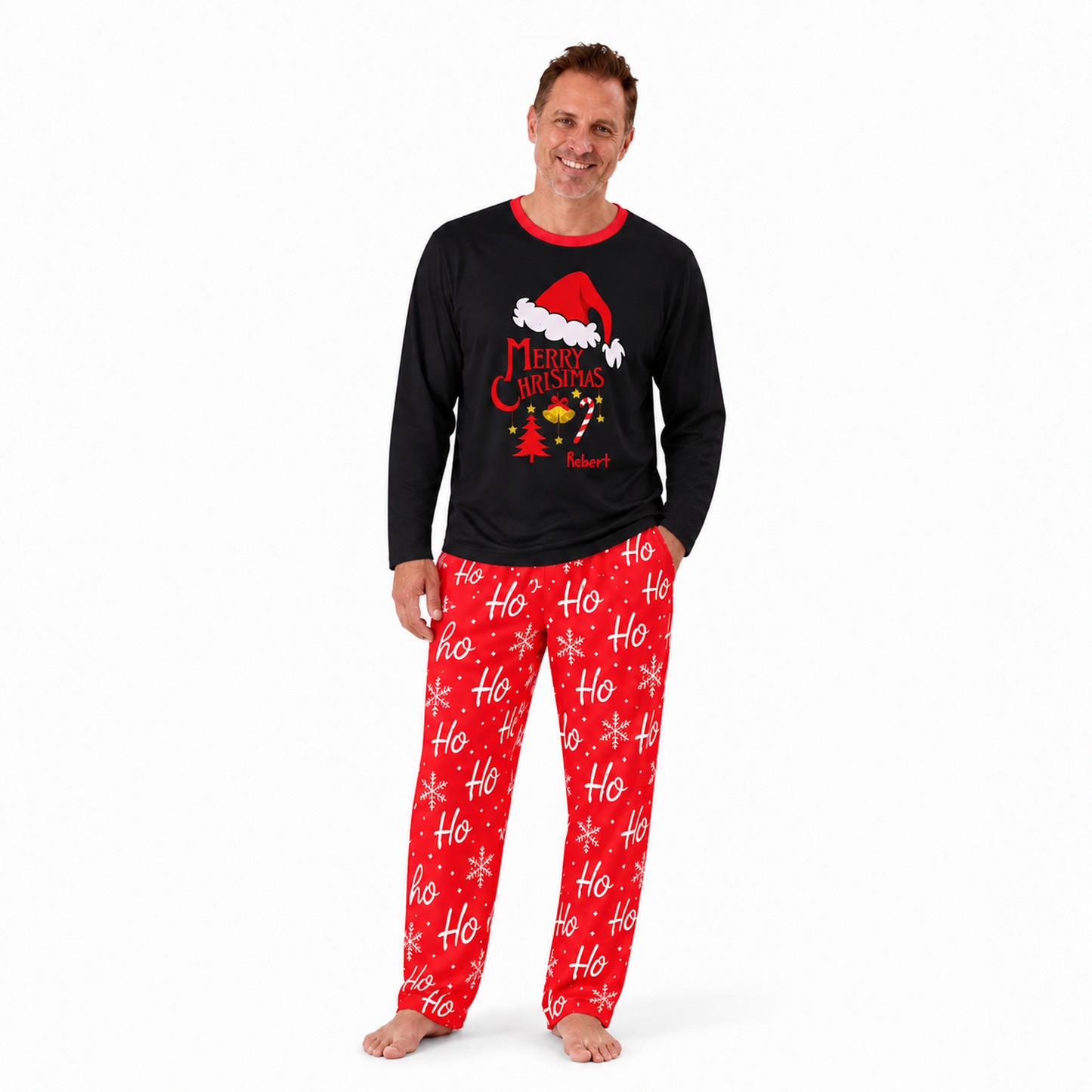 Custom Name Merry Christmas Family Matching Pajamas With Pet