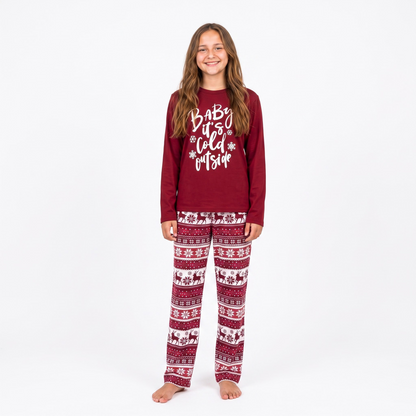 Baby It’s Cold Outside Matching Family Christmas Pajamas Set – Holiday PJs for Adults, Kids & Pet
