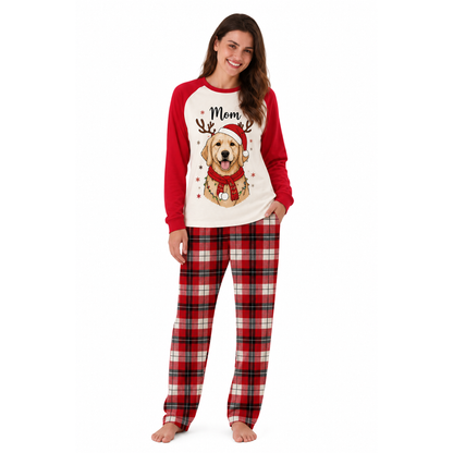 Custom Name Cute Golden Retriever Christmas Matching Family Christmas Pajamas