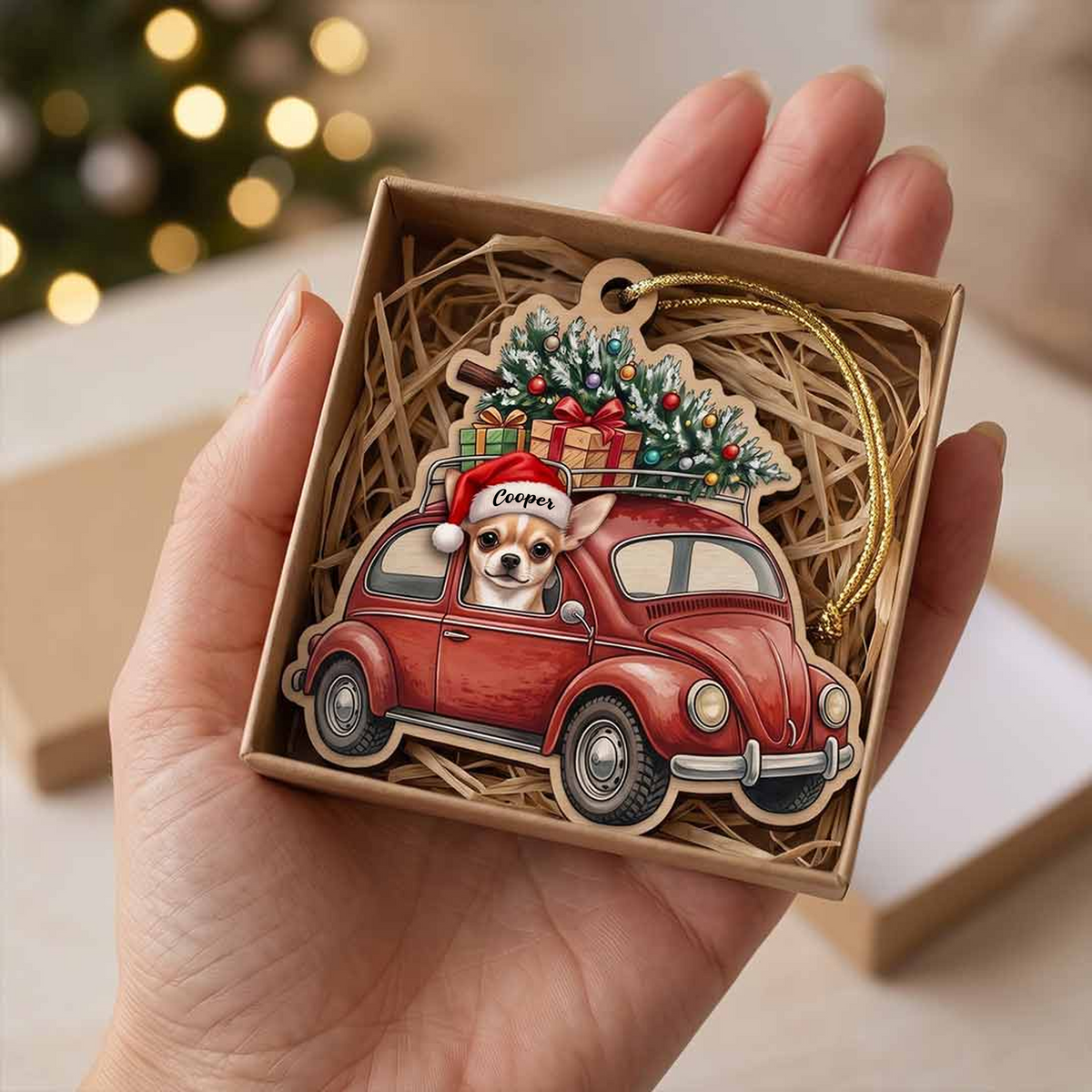 Personalized Dog First Christmas Ornament – Custom Pet Name Christmas Car Keepsake