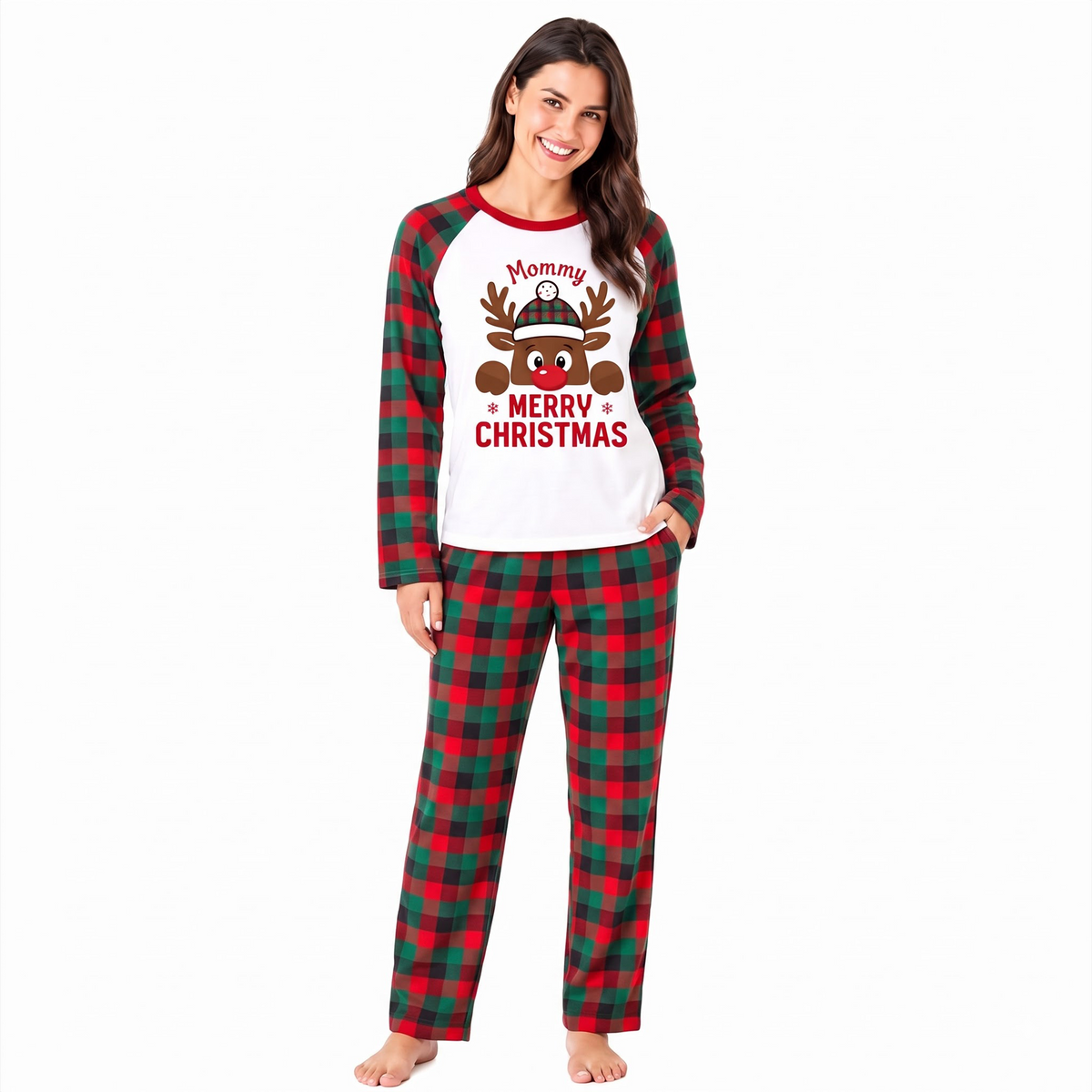 Custom Name Reindeer Family Matching Christmas Pajamas With Pet