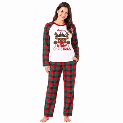 Custom Name Reindeer Family Matching Christmas Pajamas With Pet