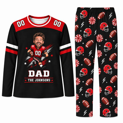 Funny Custom Face Football Jersey Personalized Family Christmas Pajamas