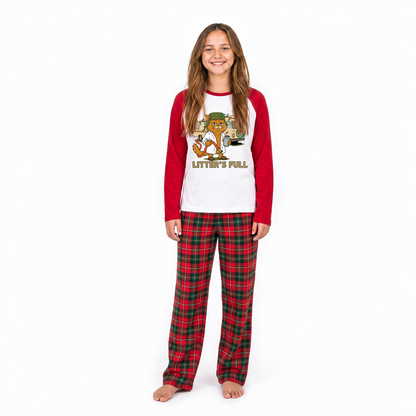 Funny Custom Pet Photo Litter’s Full Plaid Family Christmas Pajamas