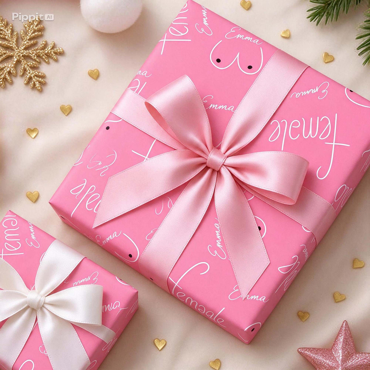 Personalized Breast Cancer Fighter Name Pink Bra Ribbon Wrapping Paper
