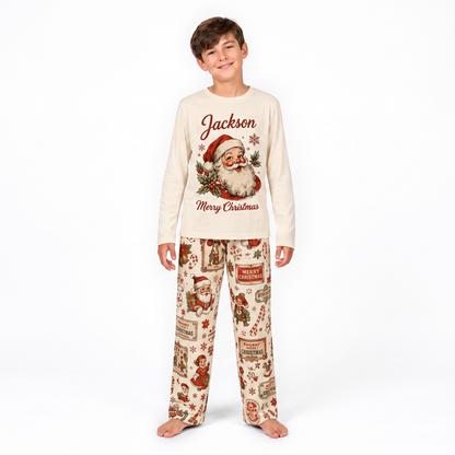 Custom Name Santa Claus Family Matching Christmas Pajamas With Pet