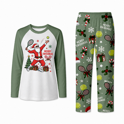 Festive Merry Swishmas Santa Tennis Matching Family Christmas Pajamas