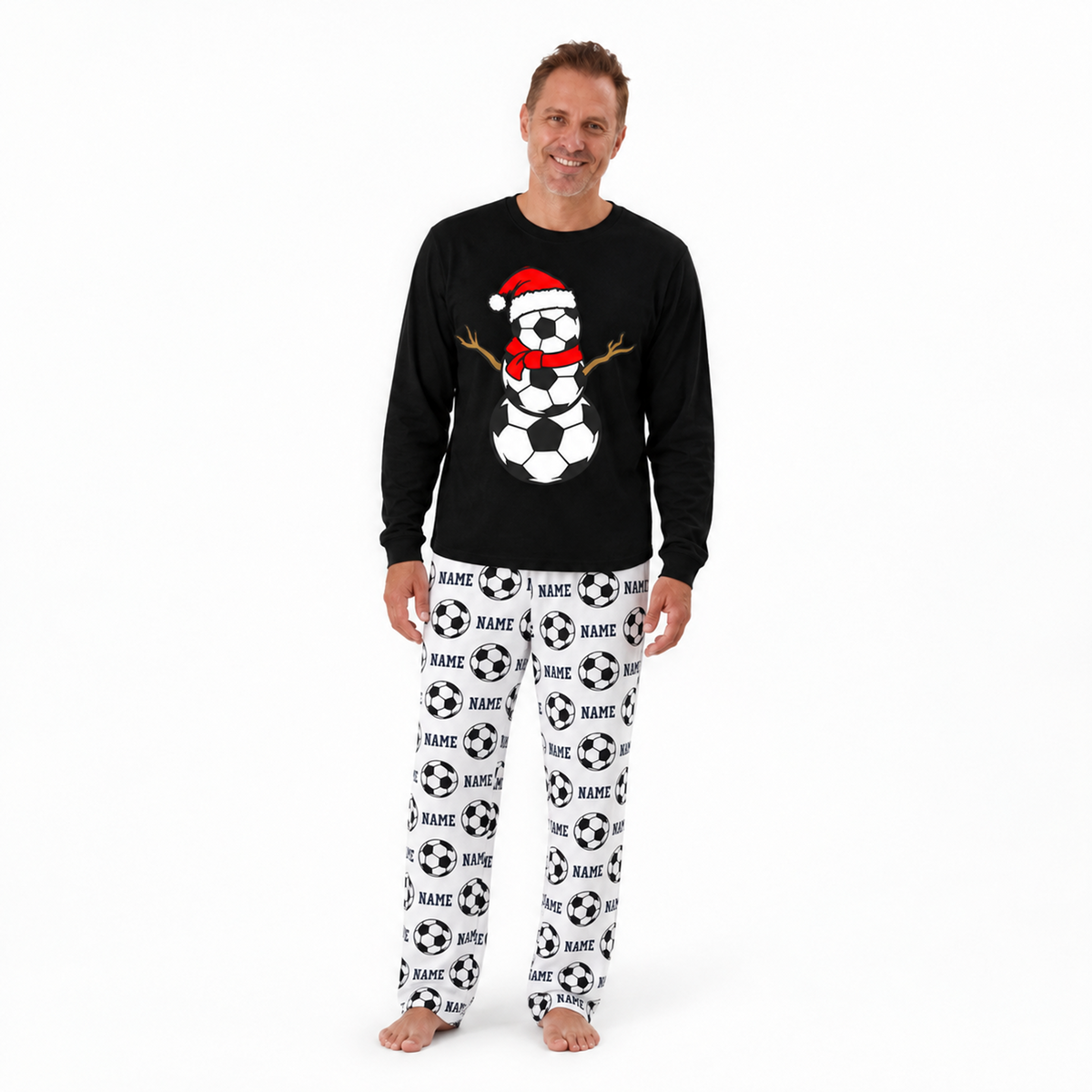 Soccer Snowman Matching Family Christmas Pajamas With Pet