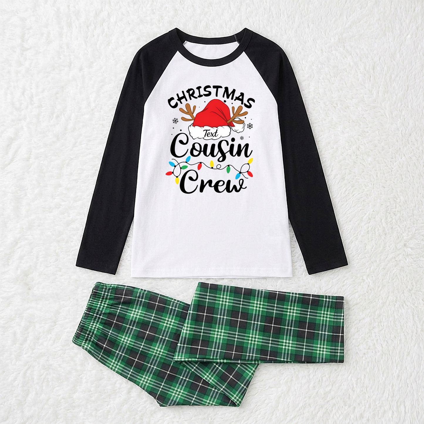 Custom Name Cute Christmas Cousin Crew Matching Family Pyjama Set