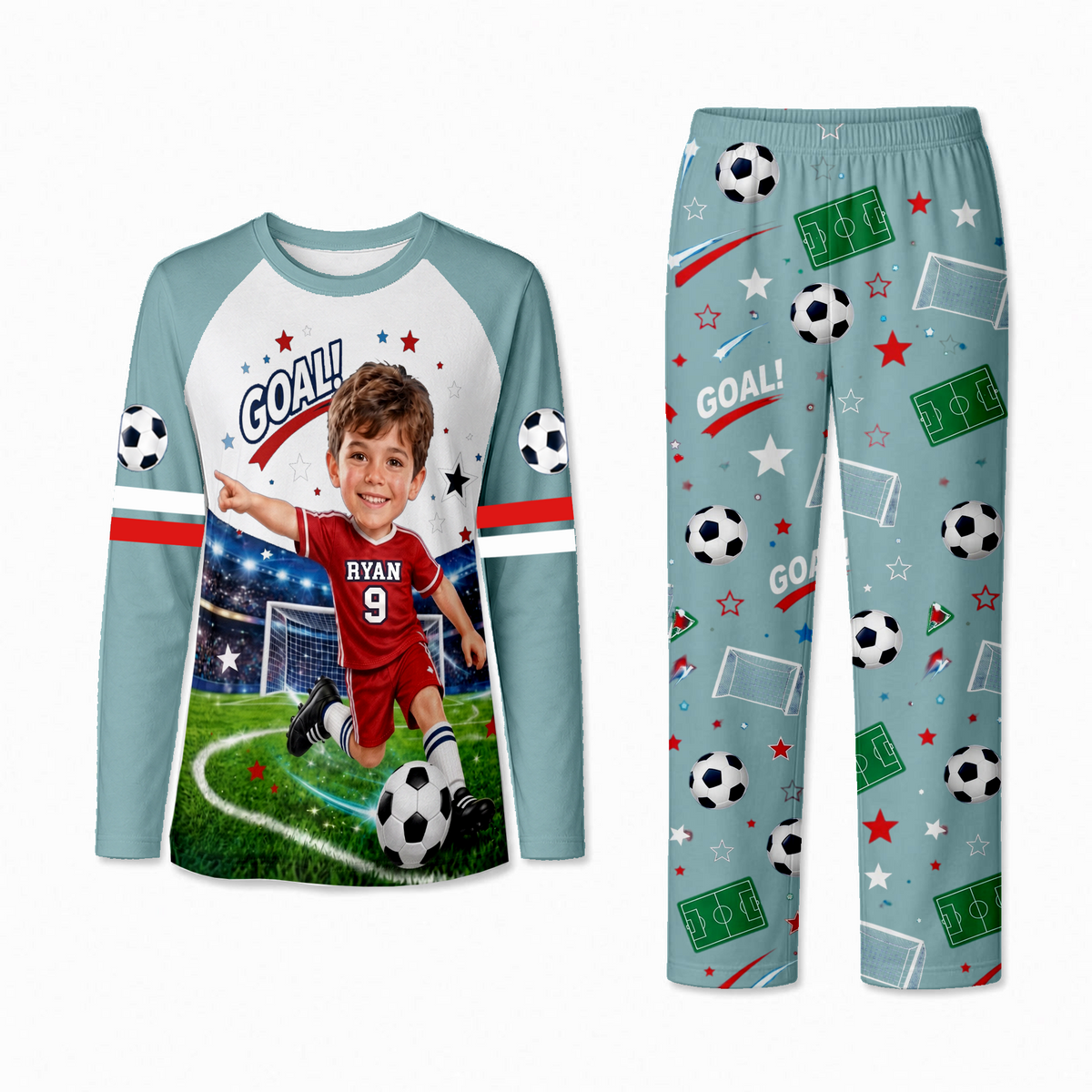 Personalized Soccer Matching Family Pajamas, Soccer Goal Pajama Set