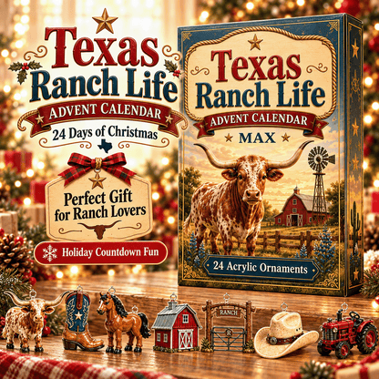 Personalized Texas Ranch Life Christmas Advent Calendar 2026 – 24 Acrylic Ornaments