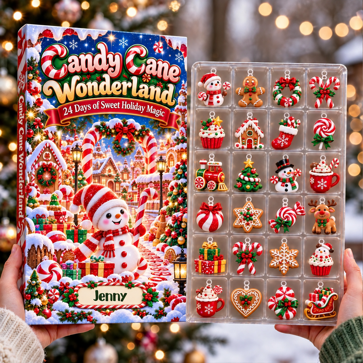 Candy Cane Wonderland Advent Calendar 2026, 24 Piece Candy Cane Ornament Set, Blind Box Advent Calendar