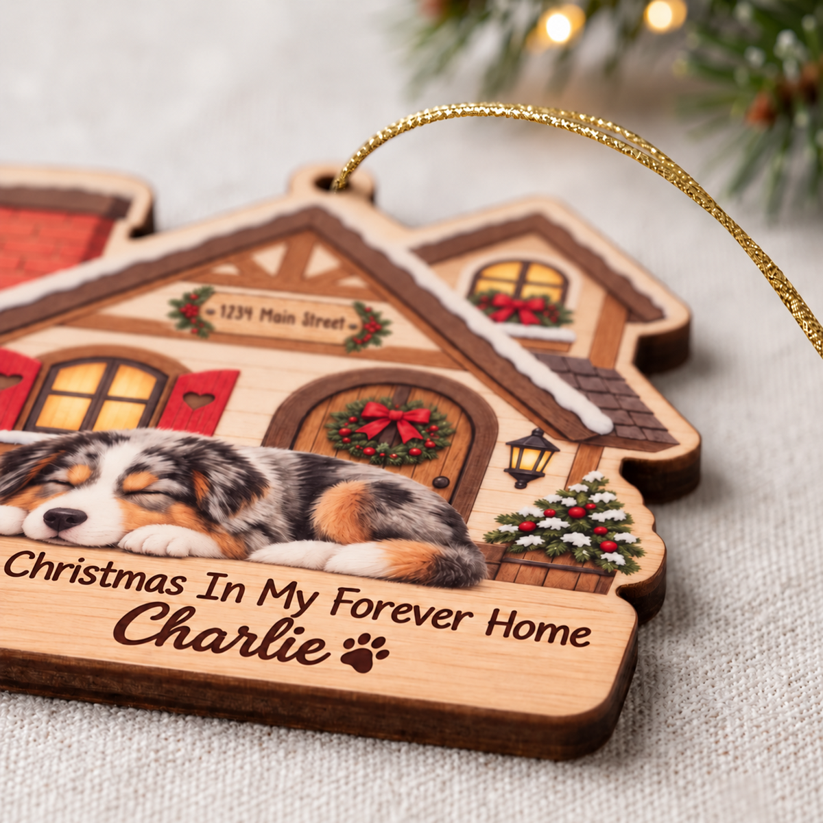 Personalized First Christmas In My Forever Home Pet Ornament With Custom Name & Address