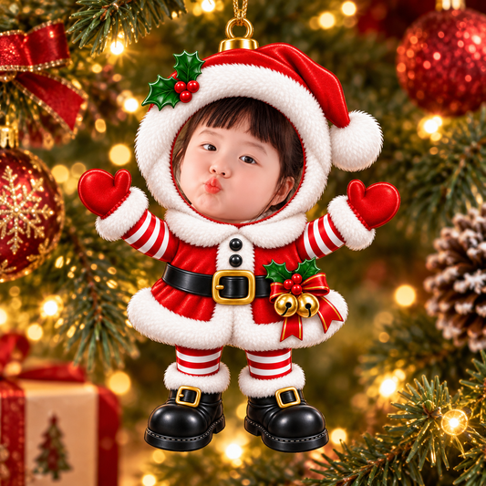 Cute Santa Baby Custom Face Christmas Ornament Personalized Photo Ornament