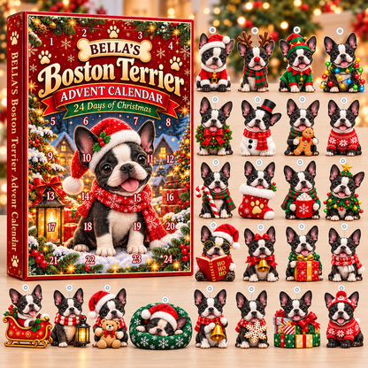 Personalized Dog Christmas Advent Calendar – Custom Dog Name & Photo, 24 Days of Christmas 2D Acrylic Dog Ornaments, Holiday Gift