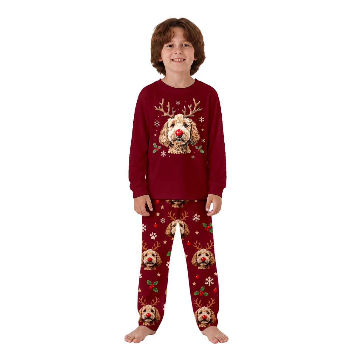 Festive Reindeer Dog Family Christmas Pajamas With Pet