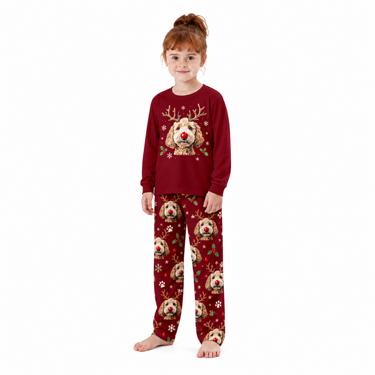 Festive Reindeer Dog Family Christmas Pajamas With Pet