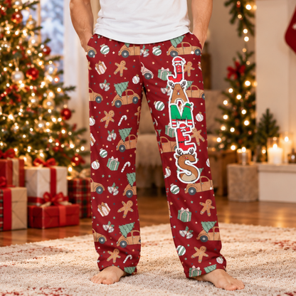 Custom Family Name Elf Santa Letter, Christmas Gift, Holiday Family Gift - Personalized Lounge Pants