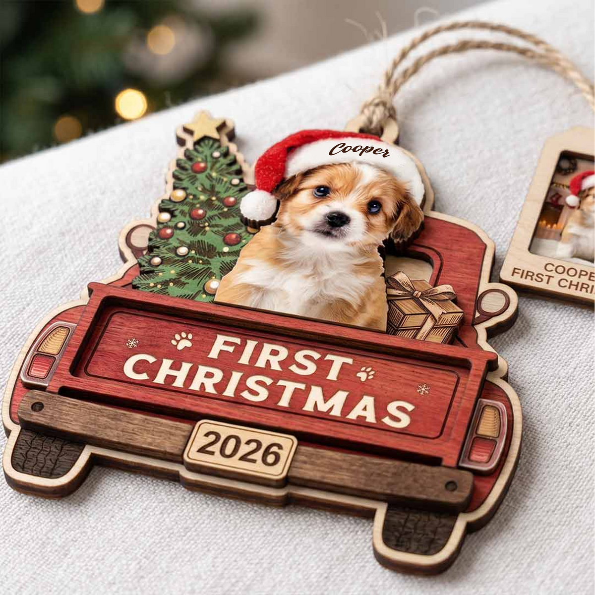 Personalized Pet First Christmas 2026 Truck Ornament With Custom Photo & Name