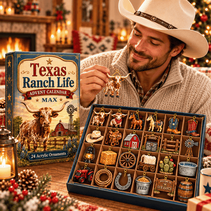 Personalized Texas Ranch Life Christmas Advent Calendar 2026 – 24 Acrylic Ornaments