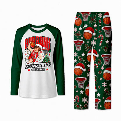 Personalized Custom Photo Basketball Star Christmas Matching Family Pajamas