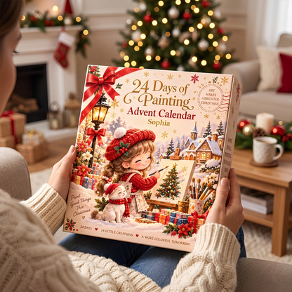 Personalized 24 Days of Painting Advent Calendar – Custom Name Christmas Art Countdown Gift for Kids