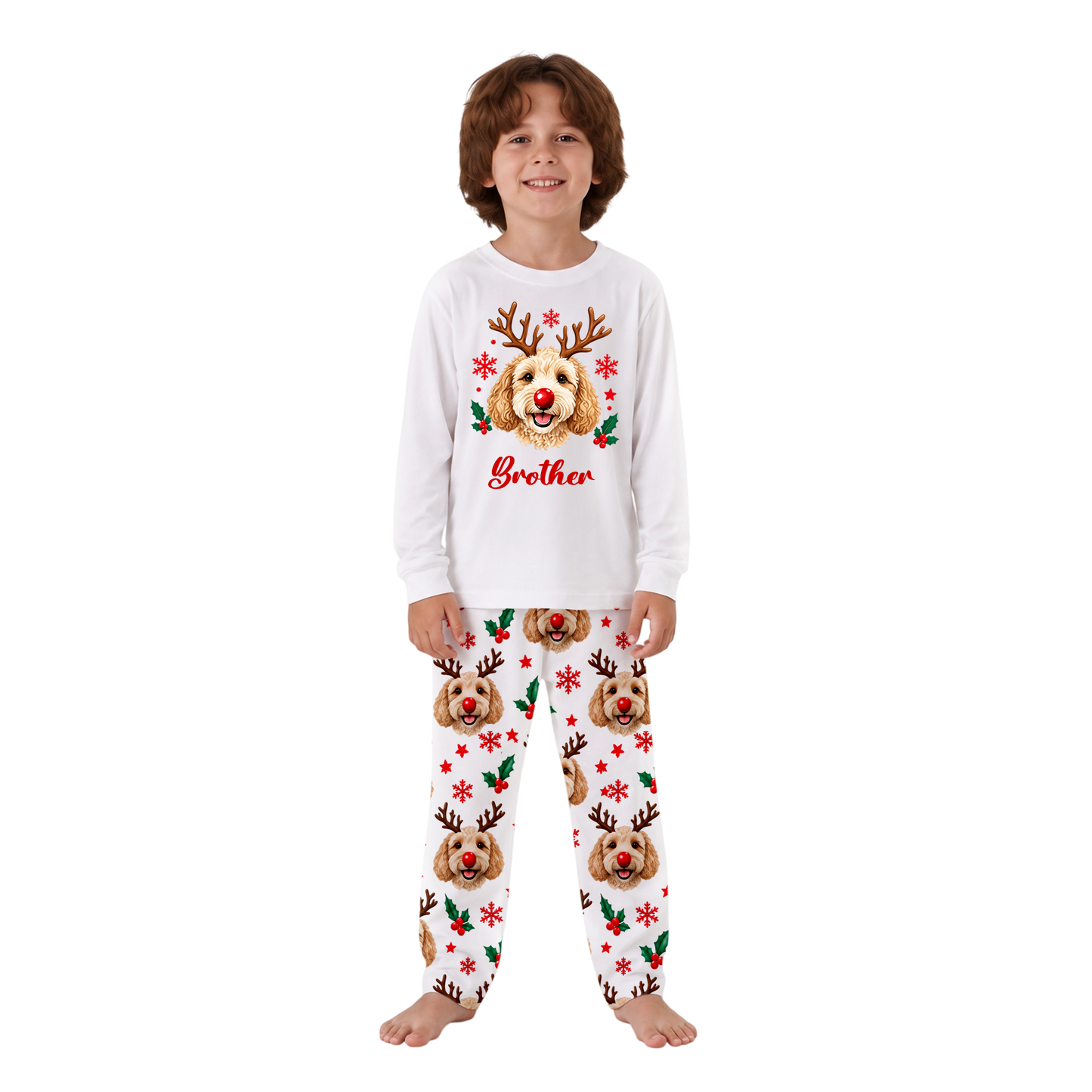 Cute Dog Lover Reindeer Matching Family Christmas Pajamas