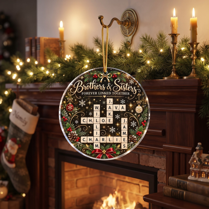 Heartwarming Personalized Family Names Crossword Christmas Ornament