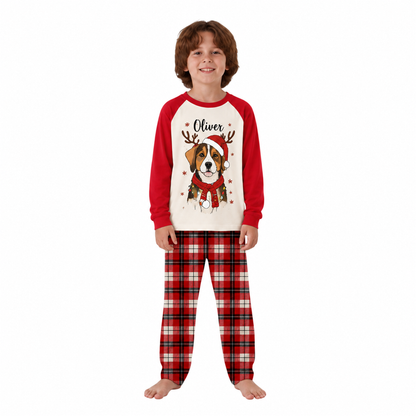 Custom Name Cute Golden Retriever Christmas Matching Family Christmas Pajamas