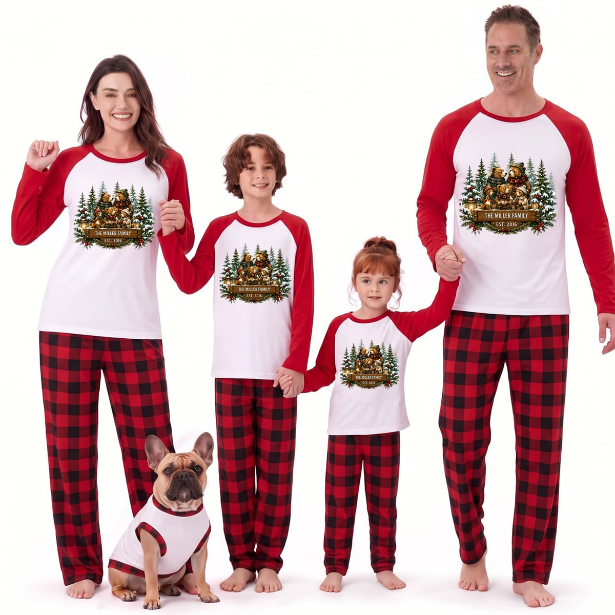 Cozy Bear Family Personalized Name And Year Family Christmas Pajamas