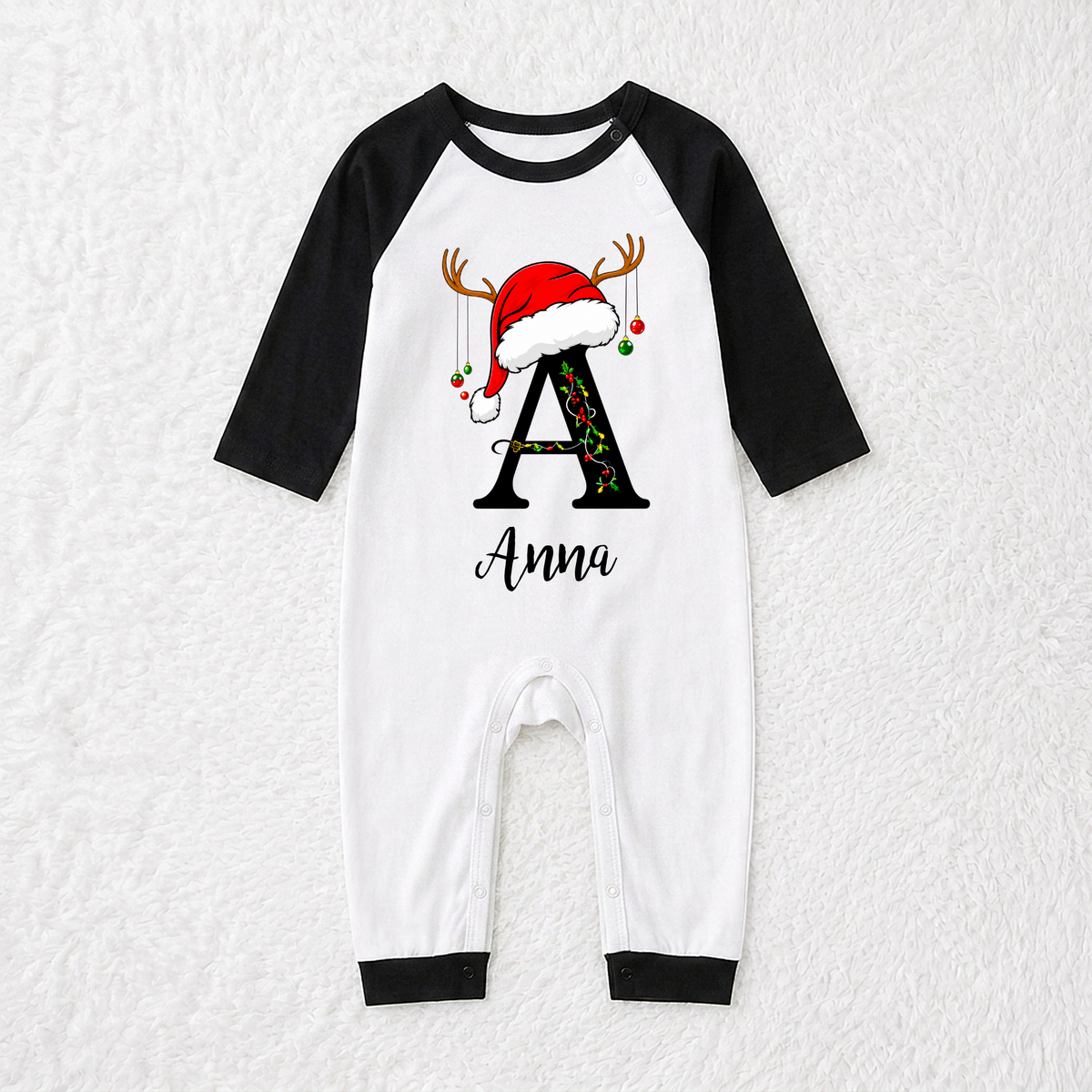 Festive Custom Initial Reindeer Family Christmas Pajamas With Pet
