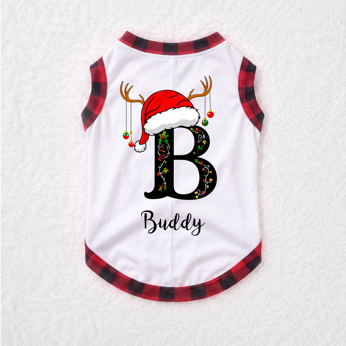 Festive Custom Initial Reindeer Family Christmas Pajamas With Pet