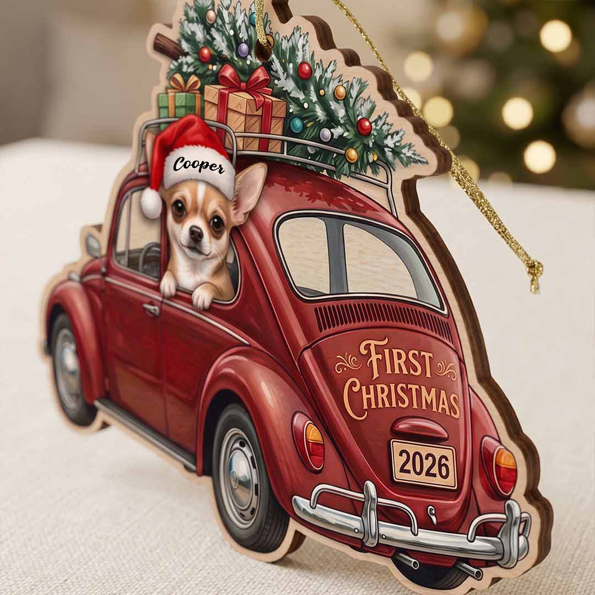 Personalized Dog First Christmas Ornament – Custom Pet Name Christmas Car Keepsake