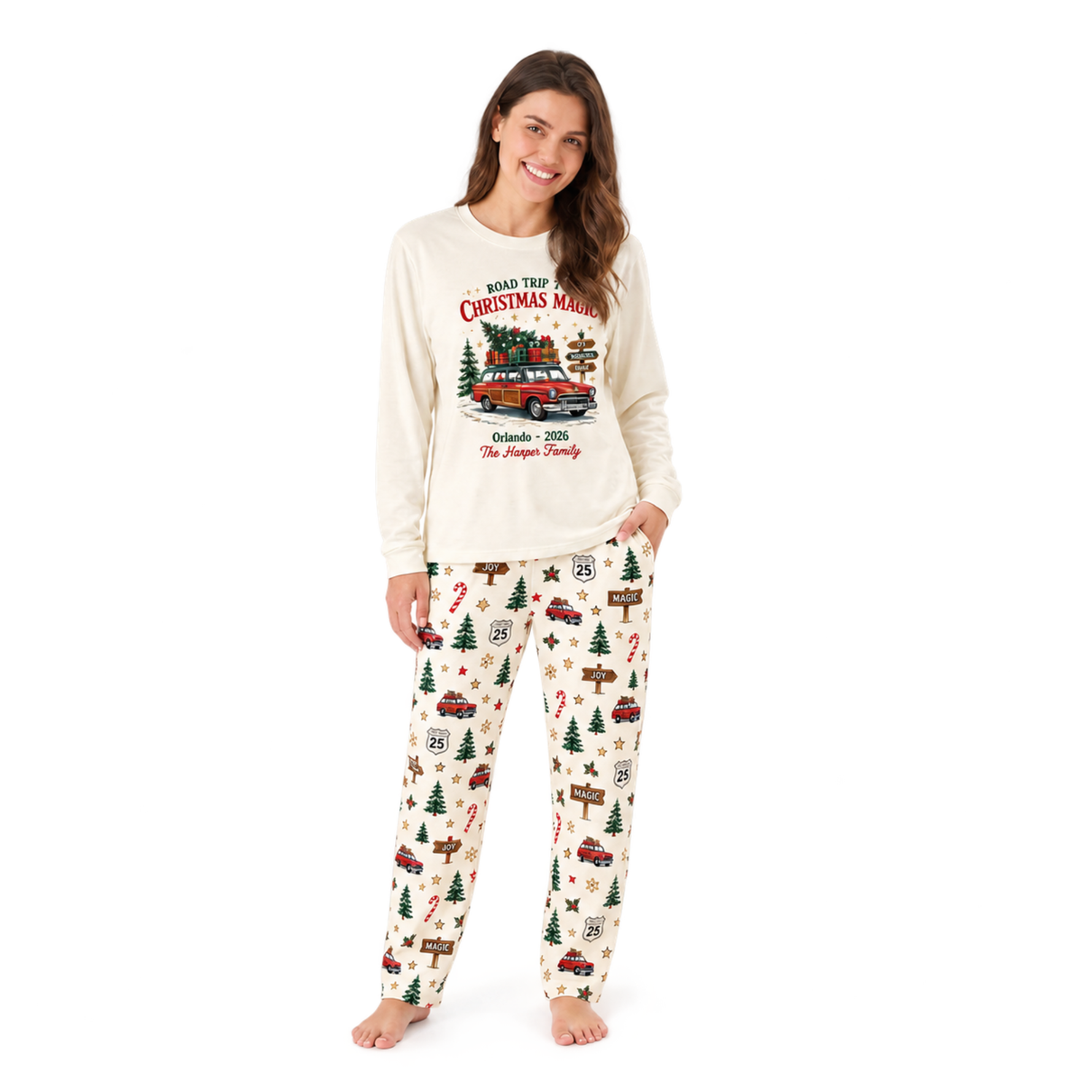 Personalized Christmas Road Trip Family Christmas Pajamas With Pet