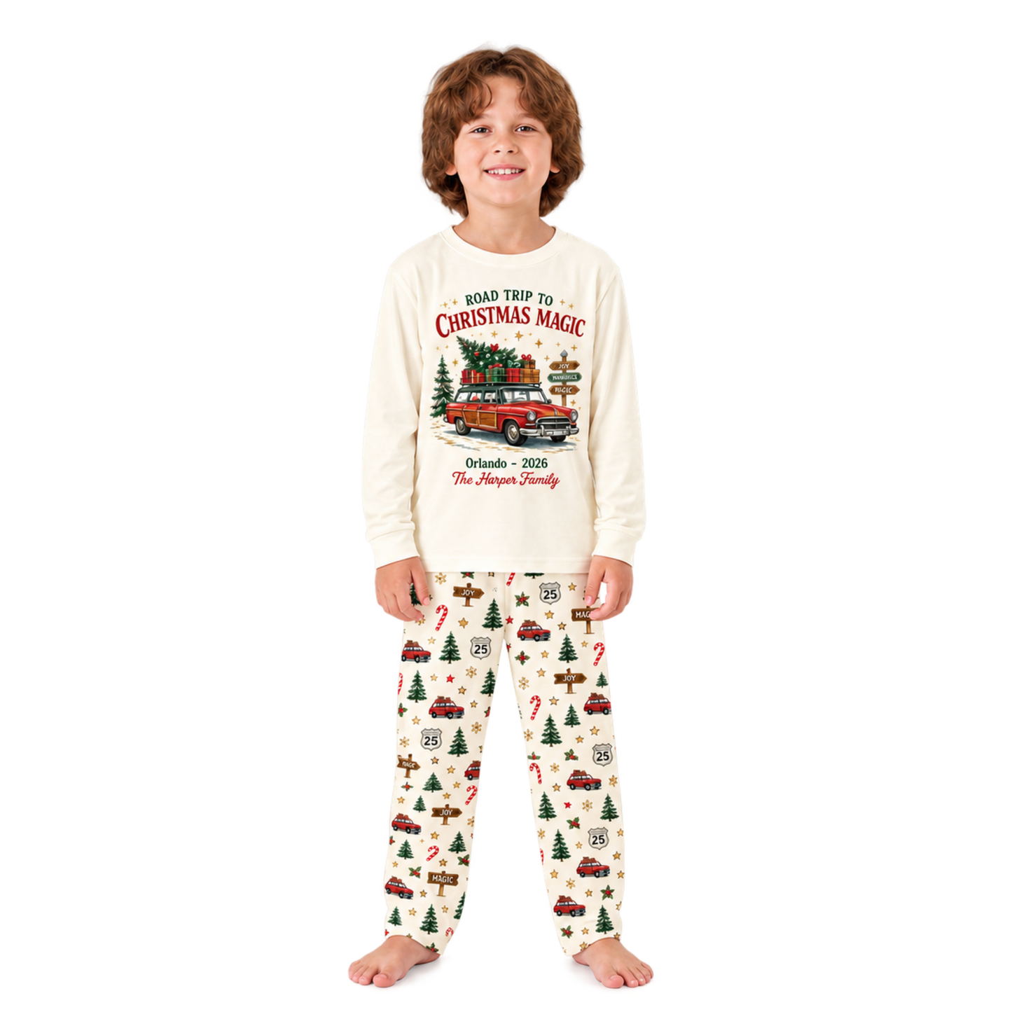 Personalized Christmas Road Trip Family Christmas Pajamas With Pet