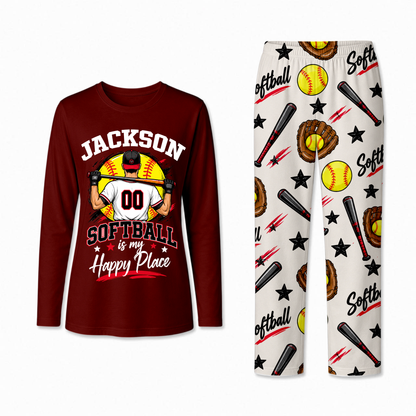Personalized Softball Pajamas Custom Name and Number Family Matching Pajama