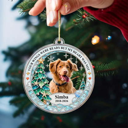 Custom Dog Photo In Loving Memory Christmas Acrylic Ornament Pet Loss Keepsake Gift