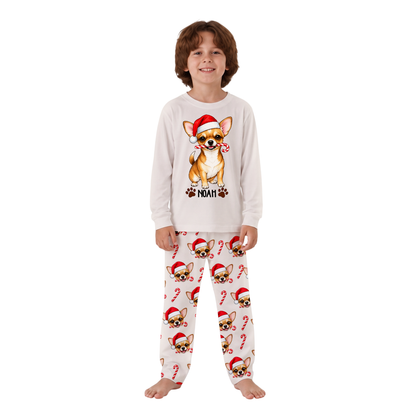Custom Pet Photo Cute Dog Santa Christmas Matching Family Christmas Pajamas